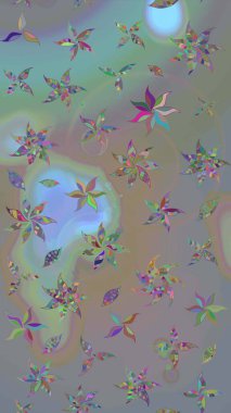 Raster Çiçek İllüstrasyonu güzel tekstil. Gri ve nötr renklerdeki etnik çiçeklerle zarif eskiz deseni.