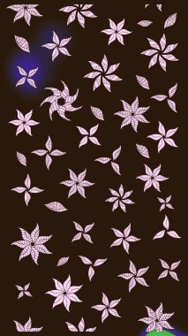 Kahverengi renkte çok kahverengi, zarif küçük çiçekler ve komik böcekler, raster desen, illüstrasyon.