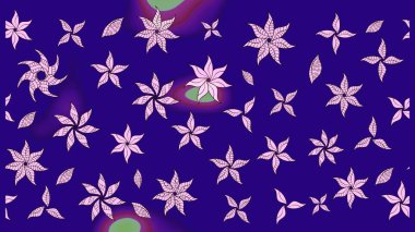 Çiçekli ipek eşarp. Retro tekstil tasarım koleksiyonu. El çizimi çiçek unsurları olan soyut çizim raster deseni. 1950-1960 motifleri. Mavi maviye.