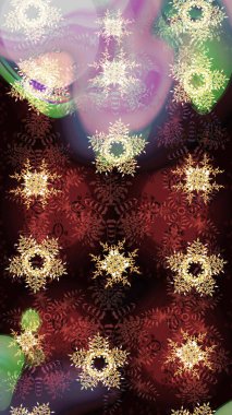 Raster kar taneleri arka planda. Kar taneleri deseni. Soyut kar taneleri arkaplanda izole edilmiş düz dizayn. Kar tanesi rengarenk desen. Raster illüstrasyonu.