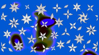 Mavi renkli çiçekler. Renkli Yaz Temalı eskiz kalıbı. Düz Çiçek Elementleri Tasarımı. Sevimli çiçek raster deseni.