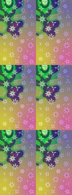 Renkli Bahar Teması eskiz kalıbı. Düz Çiçek Elementleri Tasarımı. Çiçekli çiçek deseni, suluboya. Tarafsız ve yeşil renklerde çiçekler. Raster illüstrasyonu.