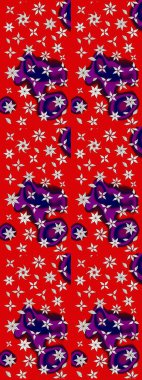 Yapraklı çiçekler ve kırmızı ve nötr renklerde papatya çiçekleri. Raster - stok. Taslak arkaplan deseni.