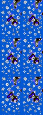 Raster suluboya çiçek deseni, narin çiçekler, mavi ve nötr çiçekler, tebrik kartı şablonu. Raster Güzel kumaş deseni.