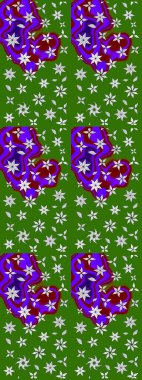 Patlayan çiçekler soyut olarak yerleştirilmiş. Yumuşak, yeşil ve mor renkte bahar çiçekleri. Raster deseni. Raster illüstrasyonu.