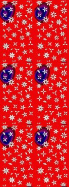 Raster illüstrasyonundaki çiçek desenli çizim. Kırmızı ve nötr renkte çiçekler.