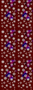 Vadinin çiçekleri kırmızı ve nötr renklerde. Çiçekler. Soyut etnik raster çizim kalıbı.