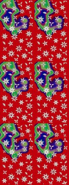 Düz Çiçek Elementleri Tasarımı. Asya tekstil tarzında. Renkli Bahar Teması eskiz kalıbı. Güzel kumaş deseni. Çiçek desenli çizim. Raster illüstrasyonu.