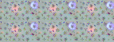 Vadinin gri renkli çiçekleri. Çiçekler. Soyut etnik raster çizim kalıbı.