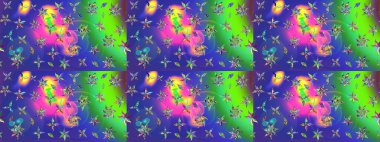 Renkli Bahar Teması eskiz kalıbı. Raster illüstrasyonundaki çiçek desenli çizim. Düz Çiçek Elementleri Tasarımı. Mavi renkte çiçekler.