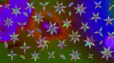 Yeşil renkte güzel çiçekler, suluboya desenli, duvar kağıdı, kart ya da kumaş için fayanslı eskizler. Raster..