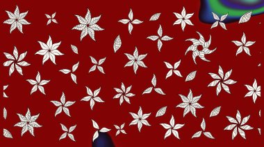 Robot resim. Raster illüstrasyonu. Şirin çiçek elementleri. Kırmızı ve nötr renkte çiçekler.