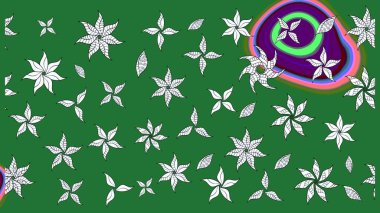 Raster illüstrasyonu. Şirin karalamalı çiçek desenli çizim. Raster illüstrasyonu. El yapımı çiçek ve bitki koleksiyonu. Çizim biçimi yeşil ve nötr renklerde.