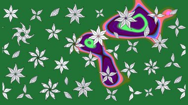 Gömlek, arka plan modelini çiz. Tropik çiçekler. Yeşil ve nötr renkte çiçekler.