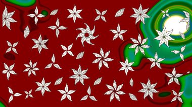 Kırmızı ve nötr renklerde çiçekler. Yumuşak, bahar çiçekli arka plan. Raster çiçek desenli ve çiçekli..