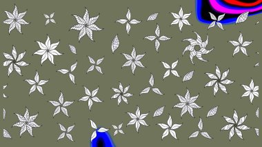 Güzel çiçek deseni. Renkli Bahar Teması eskiz kalıbı. Düz Çiçek Elementleri Tasarımı. Yeşil ve beyaz renkte çiçekler.