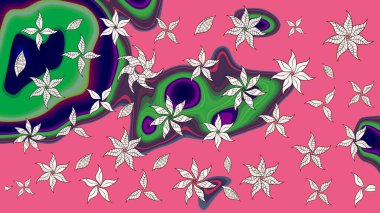 Raster illüstrasyonu. Güzel karalamalı çiçek desenli çizim. Küçük çiçekteki sevimli çiçek deseni. Güzel kumaş deseni.