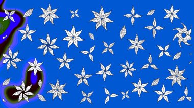 Düz Çiçek Elementleri Tasarımı. Mavi ve nötr renklerde çiçekler. Raster illüstrasyonundaki çiçek desenli çizim. Renkli Bahar Teması çizim şablonu.