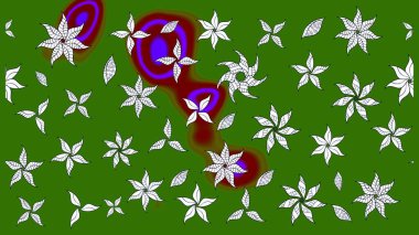 Üzerinde gelincikler ve vadi zambakları olan renkli çiçek desenli nakış deseni. Raster geleneksel çiçek buketi yeşil ve nötr renklerde tekstil tasarımı için.