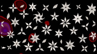 Siyah ve nötr renklere karalamalar çizilmiş çiçek deseni. Raster illüstrasyonu.