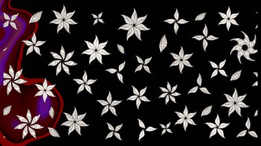 Siyah ve nötr renklerde çiçekler. Tropik çiçek desenleri. Raster illüstrasyonu.