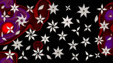 Vadinin çiçekleri siyah ve nötr renklerde. Çiçeksel çizim kalıbının çizimi.