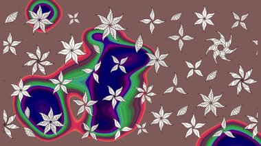 Çizim çiçek deseni duvar kâğıdı olarak kullanılabilir. Raster illüstrasyonu. Kahverengi ve nötr renkte çiçekler.