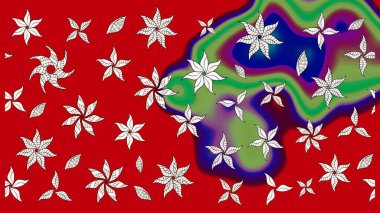 Küçük çiçekteki sevimli çiçek deseni. Kırmızı ve nötr renklerde çiçekler. Raster illüstrasyonu.