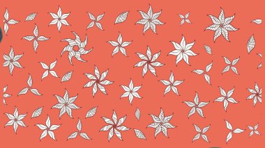 Sevimli çiçek raster deseni. Düz Çiçek Elementleri Tasarımı. Sketch Colour Spring Theme eskiz kalıbı. Turuncu ve nötr renkte çiçekler.