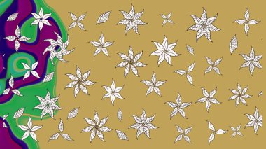 Düz Çiçek Elementleri Tasarımı. Sarı ve nötr renklerde çiçekler. Renkli Bahar Teması eskiz kalıbı. Raster illüstrasyonunda çiçek deseni çizimi.