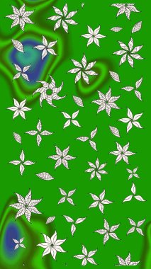 Yeşil renkli çiçekler. Raster düz çiçek çizim deseni. Tasarım hediye paketi, tebrik kartları, posterler ve afiş tasarımı.