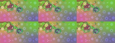 Düz Çiçek Elementleri Tasarımı. Güzel kumaş deseni. Raster Illustrasyon 'daki Çiçek Deseni' nin son moda çizimi. Renkli Yaz Teması çizim şablonu.