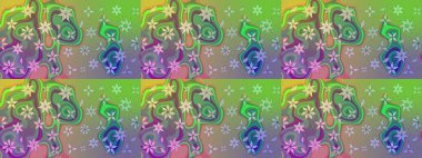 Yaprak ve çiçeklerin suluboya resimleri, yeşil ve nötr renkler üzerine çizimler. Raster illüstrasyonu. Yumuşak, bahar çiçekleri yeşil ve nötr renklerde.