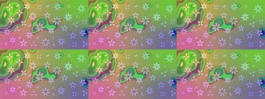 Yeşil ve nötr renklerde. Raster illüstrasyonu. Çiçekli güzel suluboya desen.