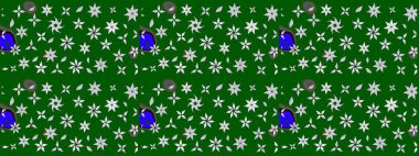 Çiçekli yumuşak bir eskiz şekli. Raster illüstrasyonu. Raster çiçekleri klasik tarzda çizilmiş. Yumuşak, bahar çiçekleri yeşil ve nötr renklerde.