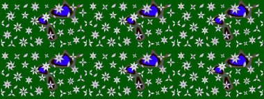 Yeşil ve nötr küçük çiçekler ve yeşil ve nötr renklerdeki komik böcekler, raster desen, illüstrasyon.