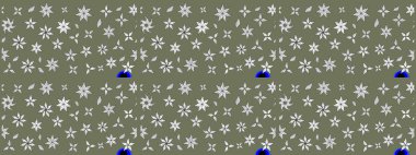 Hediye ambalaj kağıdı, tebrik kartları, posterler ve pankart tasarımı. Raster düz çiçek çizim deseni. Yeşil ve beyaz renkte çiçekler.