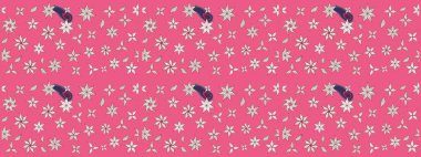 Küçük renkli çiçekler. Moda baskıları için zarif bir şablon. Küçük çiçekte güzel bir desen. Motley illüstrasyonu. Pembe ve nötr çiçekli bahar çiçekleri.