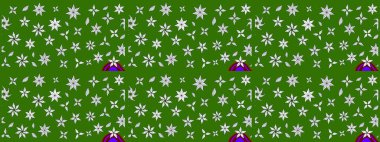 Düz Çiçek Elementleri Tasarımı. Renkli Bahar Teması eskiz kalıbı. Raster illüstrasyonu. Taslak desenli, modaya uygun kumaş deseni. Şirin çiçek elementleri..