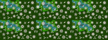 Yeşil ve nötr renklerde çiçekler. Küçük çiçekte sevimli çiçek deseni var..