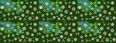 Çiçek desenli eskiz. Yeşil ve nötr renklerde çiçekler. Düz Çiçek Elementleri Tasarım Raster illüstrasyonu. Renkli Bahar Teması çizim şablonu.