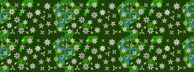 Raster illüstrasyonundaki çiçek desenli çizim. Renkli Bahar Teması eskiz kalıbı. Düz Çiçek Elementleri Tasarımı. Süslü kumaş deseni.