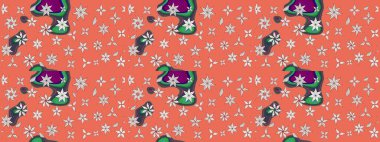 Turuncu ve nötr renklere karalamalar çizilmiş çiçek deseni. Raster illüstrasyonu.