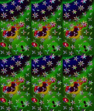 Vadinin yeşil renkli çiçekleri. Çiçeksel çizim kalıbının çizimi.