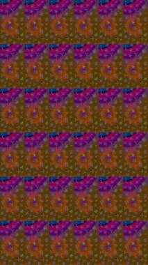 Çiçek ve yapraklı karalama şeklinde Raster çiçek deseni. Raster illüstrasyonu. Yumuşak, bahar çiçekleri kahverengi renklerde.