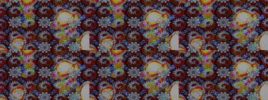 Küçük çiçekteki sevimli çiçek deseni. Gri ve kahverengi renkli çiçekler. Raster illüstrasyonu.