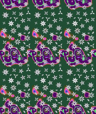 Küçük çiçekteki sevimli çiçek deseni. Güzel kumaş deseni. Raster illüstrasyonu. Güzel karalamalı çiçek deseni çiz..