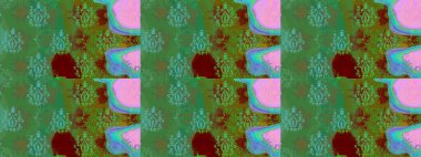 Küçük çiçekte hoş bir çiçek deseni var. Çiçeksel elementlerle süslenmiş zarif raster dokusu. Parlak çiçekli yeşil ve kahverengi renkler üzerine soyut çizim deseni.