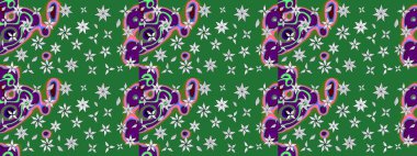 Düz Çiçek Elementleri Tasarımı. Renkli Bahar Teması eskiz kalıbı. Raster illüstrasyonu. Şirin çiçek elementleri. Çizim deseni Modaya uygun kumaş deseni.