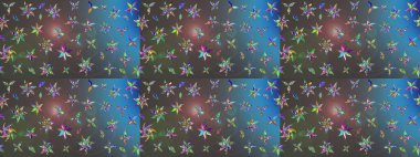 Düz Çiçek Elementleri Tasarımı. Çiçekli eskiz arkaplanı. Renkli Bahar Teması eskiz kalıbı. Çocuk stili.